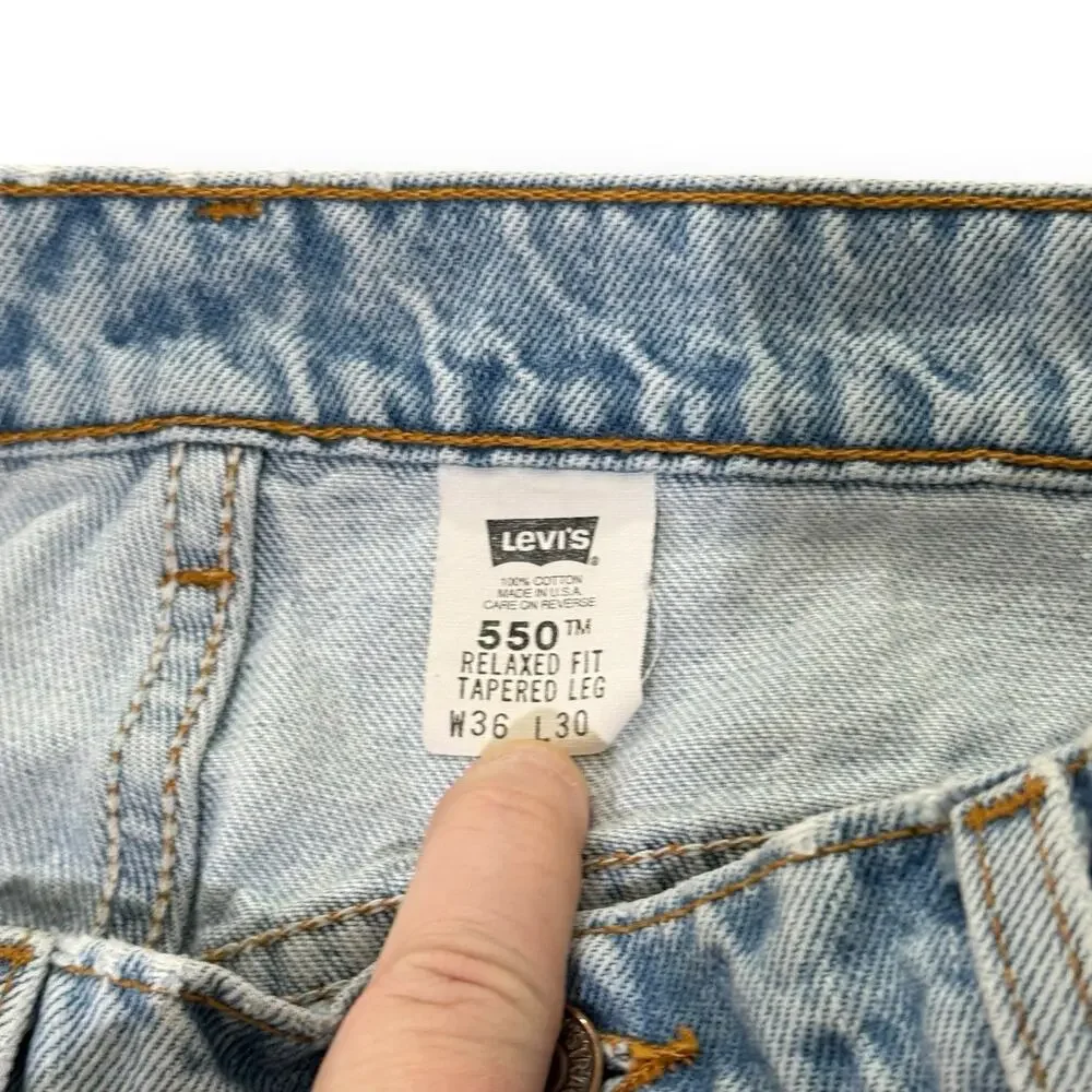 Vintage 90s Levi's 550 Jeans Men 36x30 Blue Relaxed Fit Tapered Leg Made In USA